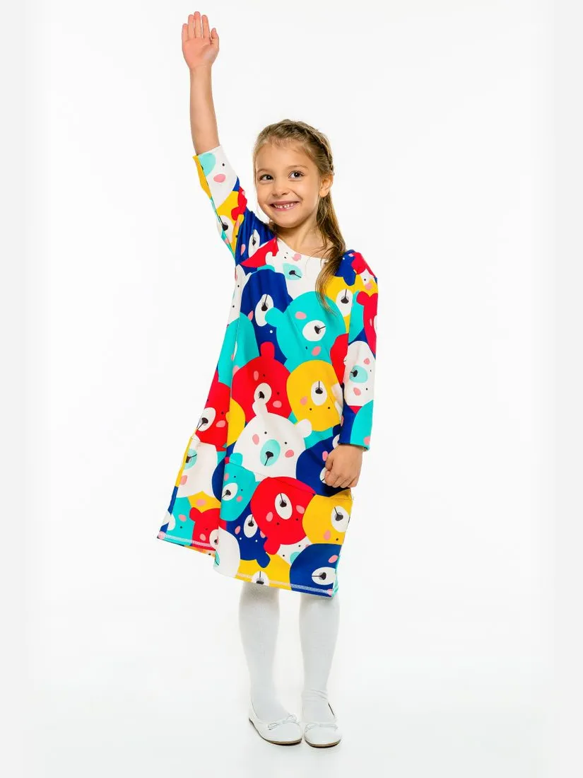 Mr. Gugu & Miss Go "Colorful Bears" Jurk met lange mouwen Veelkleurig