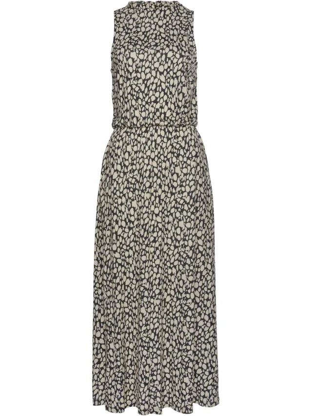 Jersey jurk zwart/beige geprint