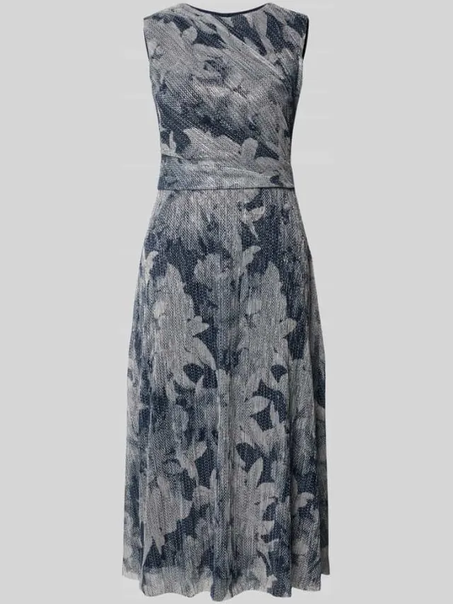 Swing Midi-jurk met bloemen All-over print marineblauw, foto 2