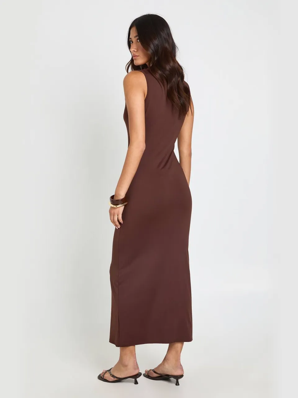 boohoo Dames Super Zachte Midaxi Jurk chocoladebruin, foto 2