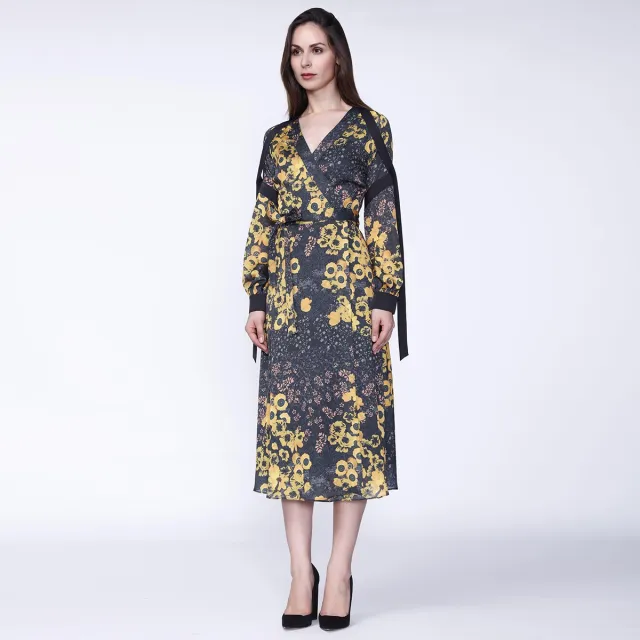 Smart & Joy Bloemenprint wrap midi -jurk Veelkleurig