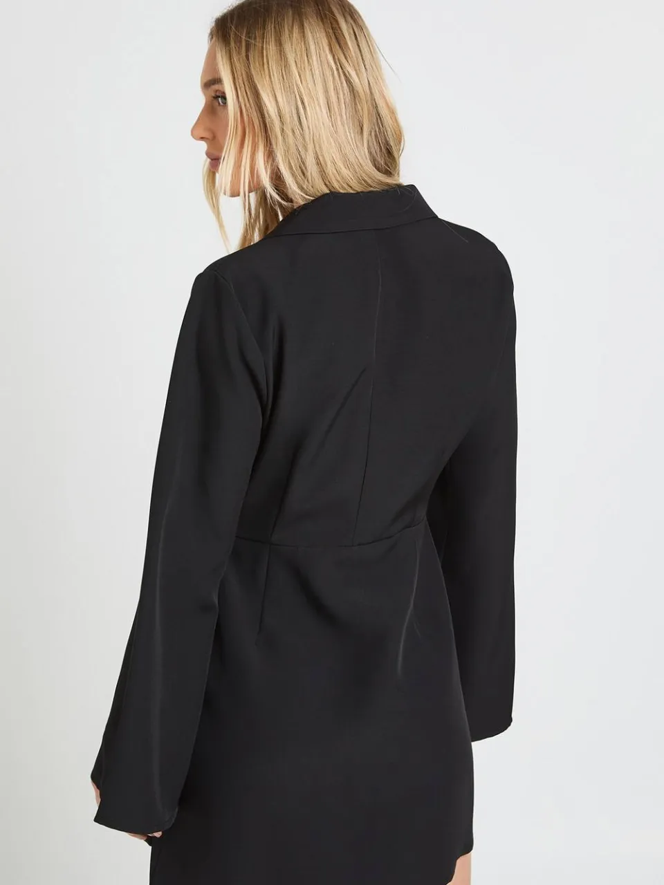 boohoo Dames Petite Blazerjurk Met Gespsluiting En Strikceintuur zwart, foto 2