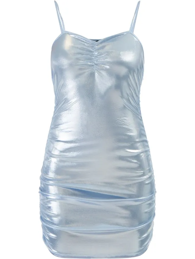 Faina Gebreid mini-jurkje Blauw metallic
