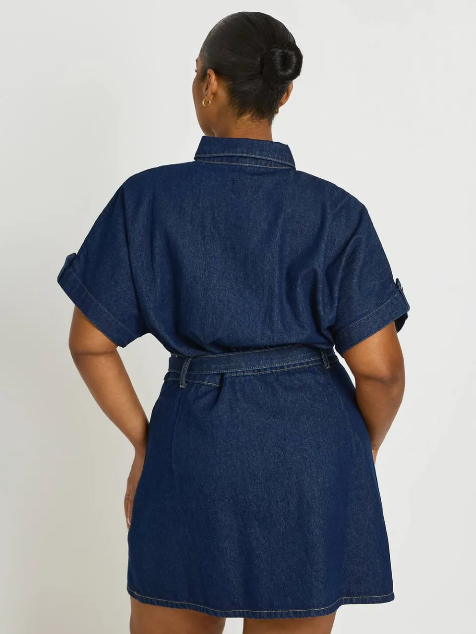 boohoo Dames Plus Denim Utility Riem Shift Jurk, foto 2