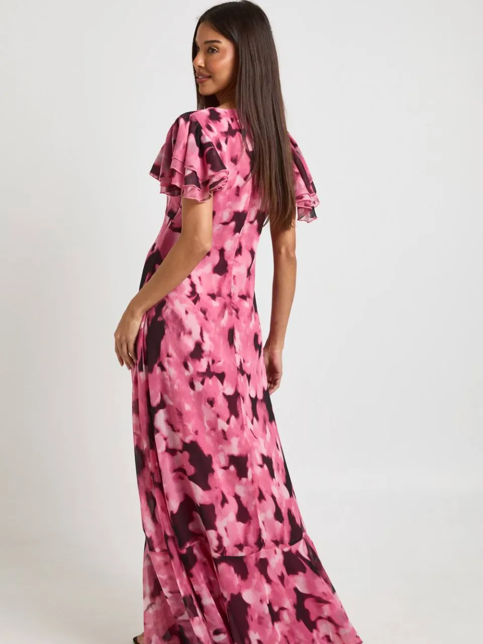 boohoo Dames Tonal Bloemenprint Gestructureerde Chiffon Maxi Jurk schemerig roze, foto 2