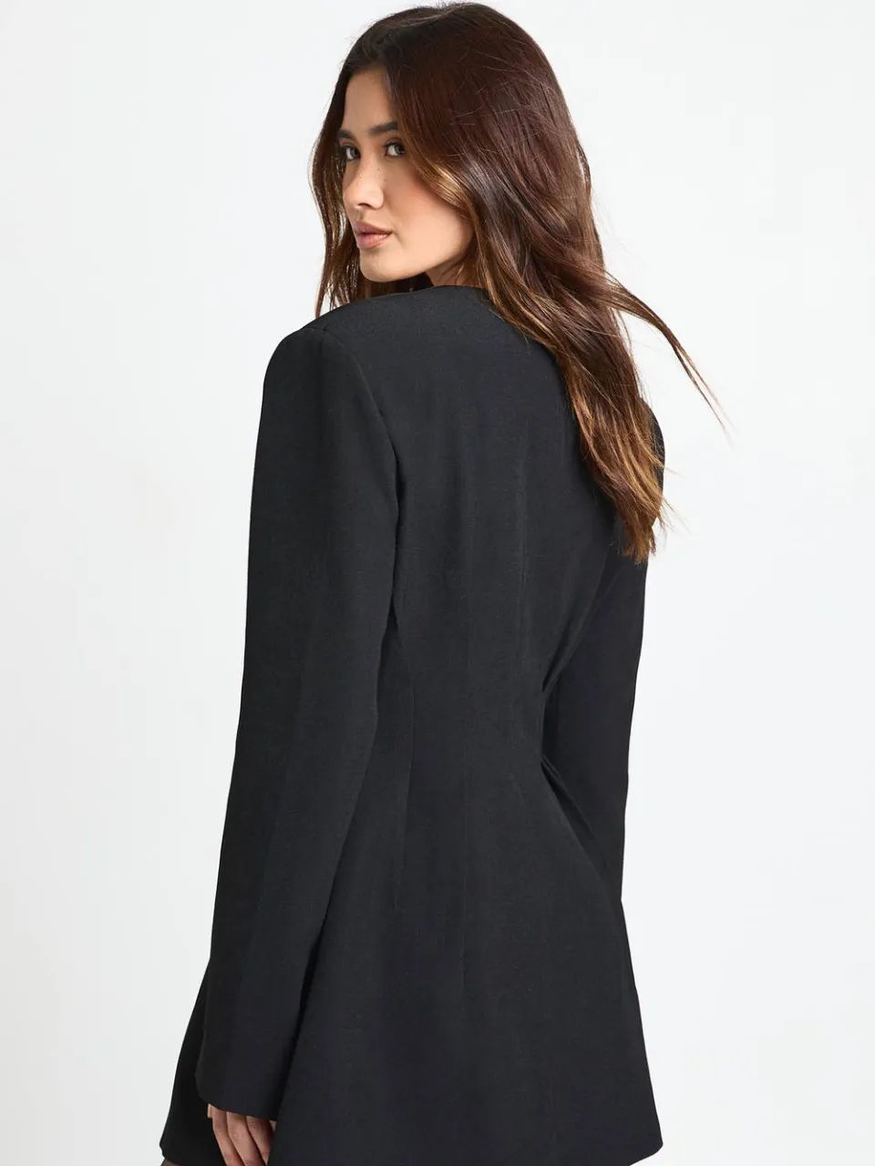 boohoo Dames Lange Mouwen Kraagloze Getailleerde Mini Jurk zwart, foto 2