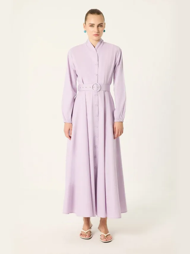 TOUCHÉ PRIVÉ Poplin jurk met knoopdetails - Paars - Dames