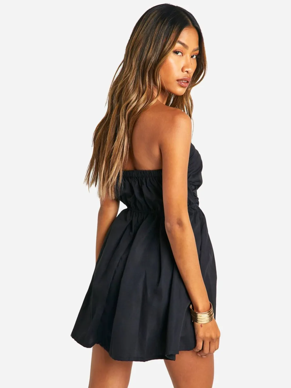 boohoo Dames Geruched Bandeau Mini Jurk zwart, foto 2