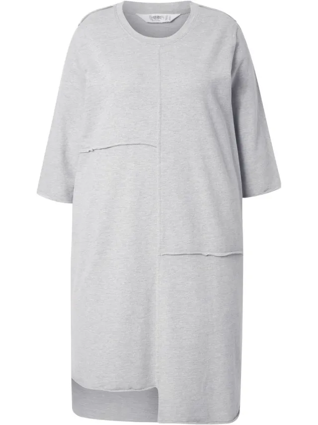 Angel of Style Dames - Sweatjurk open randen 3/4-mouwen - Lichtgrijs melange