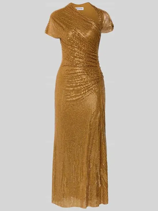 Self-Portrait Maxi-jurk met all-over siersteentjes goud gemêleerd, foto 2