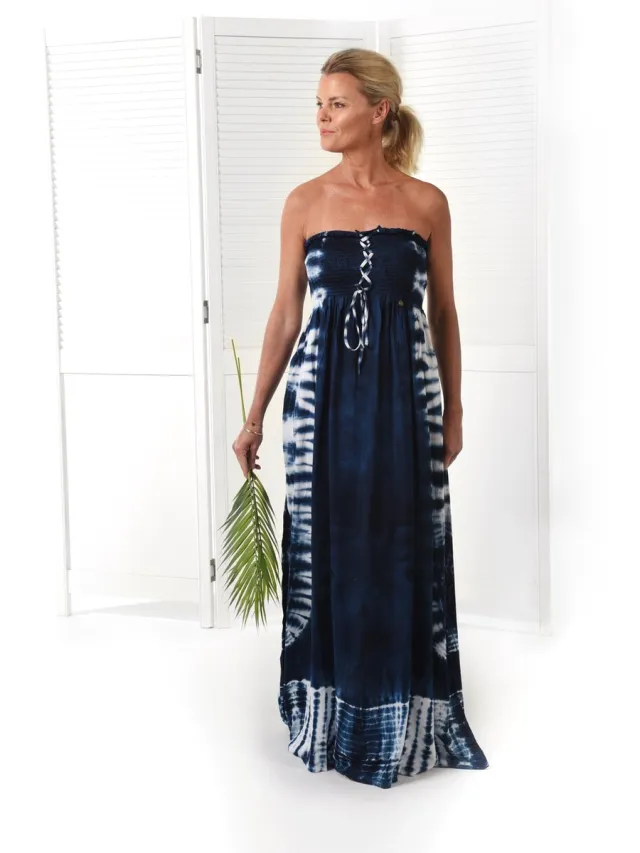 Donne del Sole Maxi jurk Batik - Marine Blauw