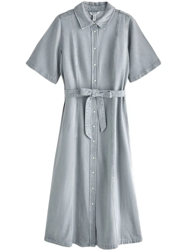 Next Dames - N. Premium maxi-overhemdjurk met korte mouwen - Tall - Grijs Grey