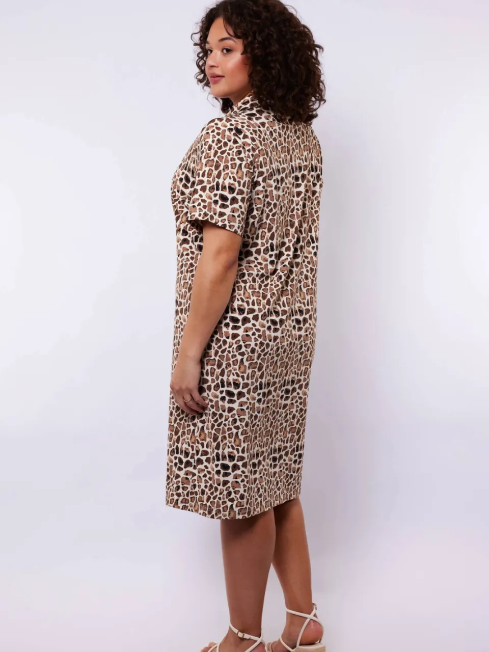 Exxcellent midi jurk met dierenprint bruin, foto 3