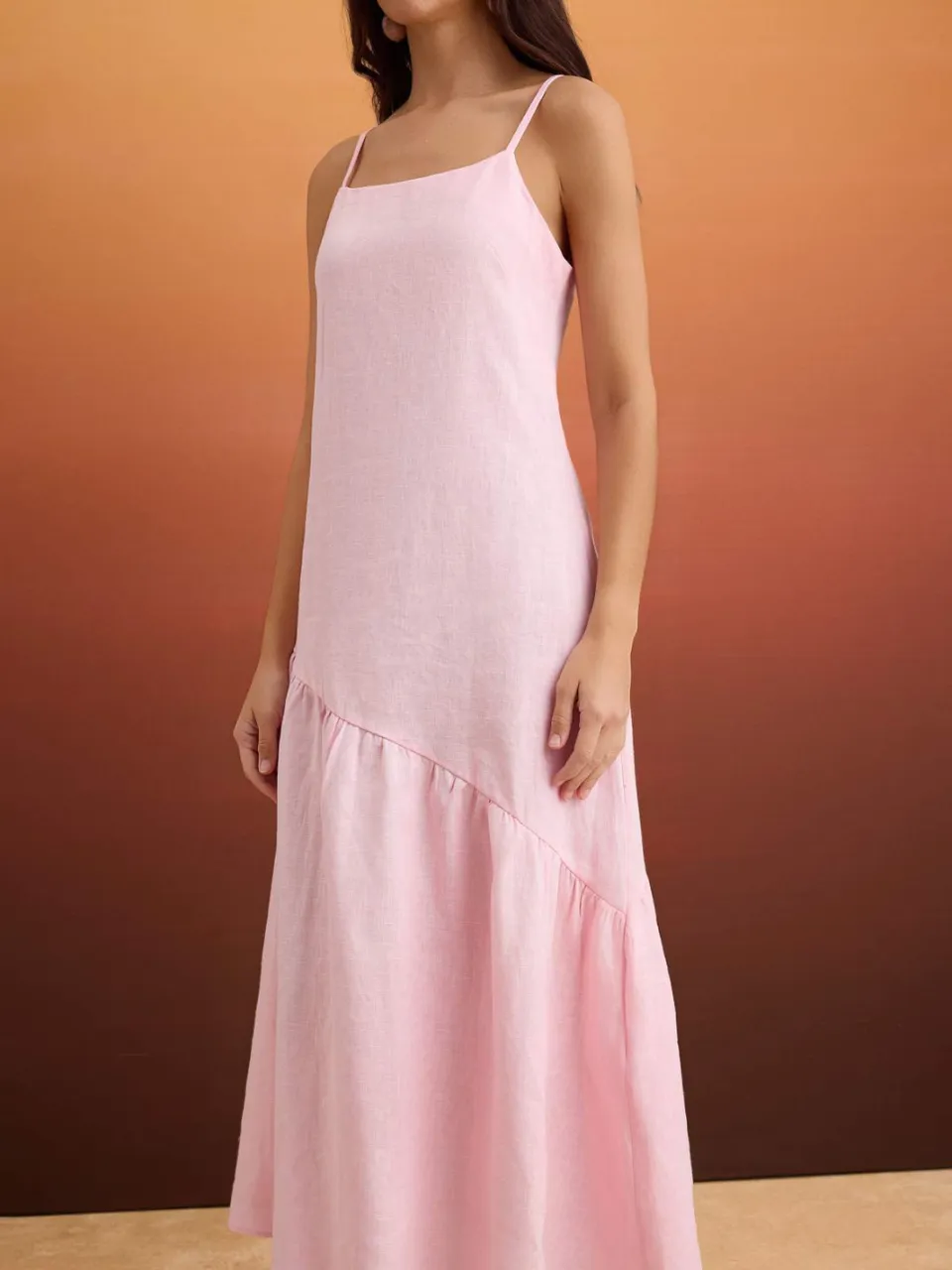 Trendyol TRENDYOLMİLLA Dames Roze Effen Maxi Mouwloos A-lijn Jurken, foto 2