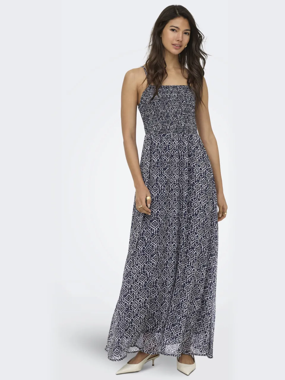 Only zomerjurk donkerblauw donkerblauw / ecru, foto 3