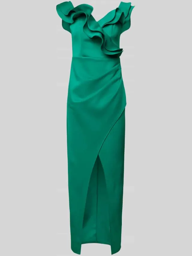 Lipsy Cocktailjurk met volantgarnering groen, foto 2