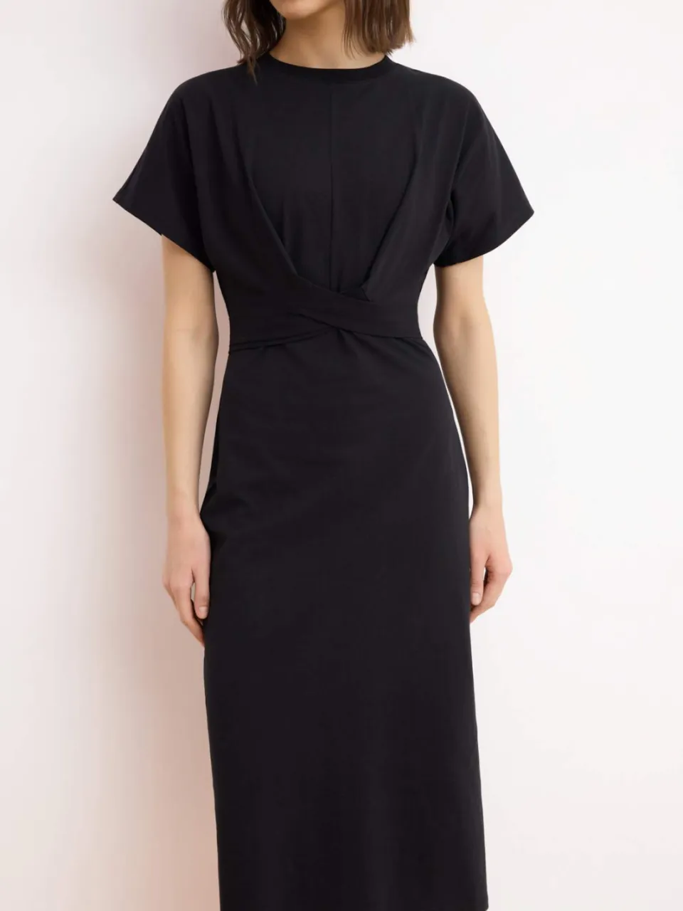 Trendyol TRENDYOLMİLLA Dames Zwart Effen Midi Kort Casual Bodycon Jurken, foto 2