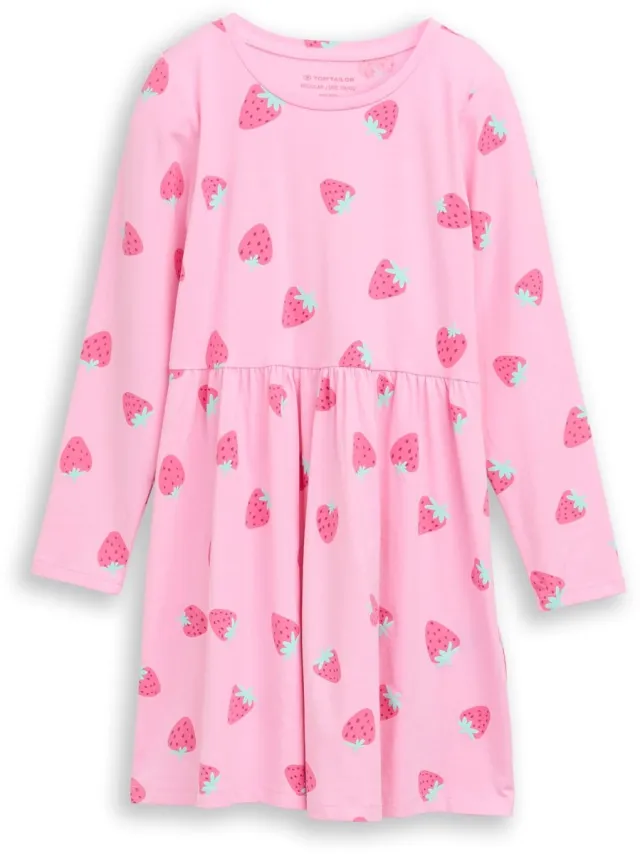 Tom Tailor Mini-jurk van jersey - big pink strawberry print