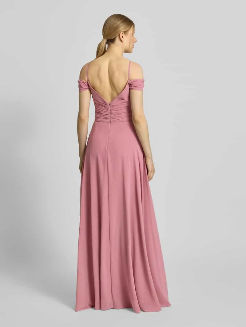 Mascara Maxi-jurk in off-shoulder-look met loopsplit oudroze, foto 3