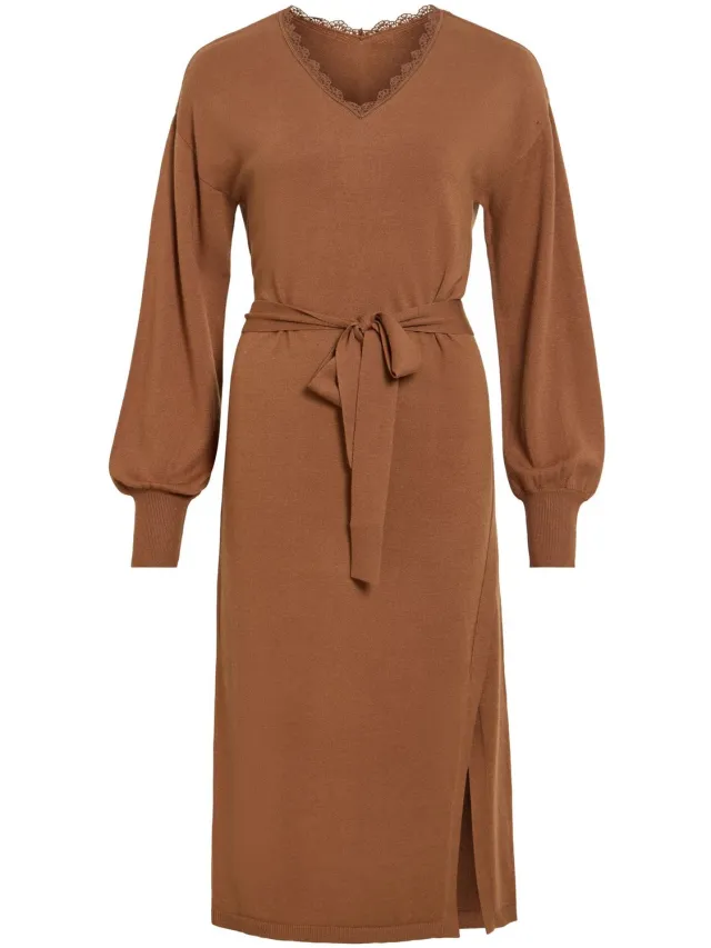 Vila Gebreide jurk VIRICKY Midi Toffee
