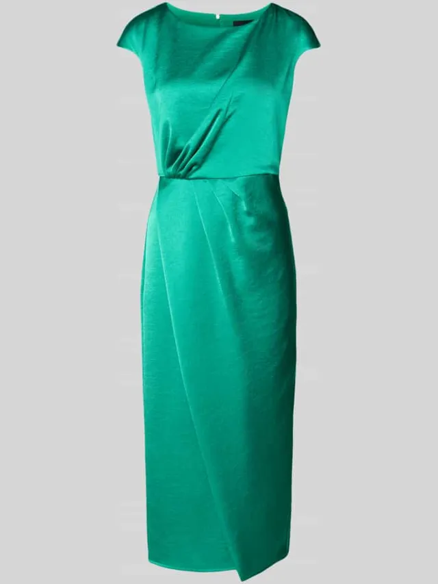 Marc Cain midi-jurk van satijn met draperingen smaragdgroen, foto 2