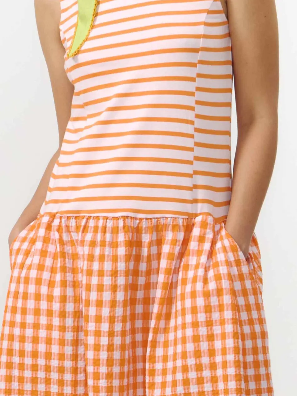 SUITE13LAB dames vegan Jurk Mie Stripes Oranje, foto 2