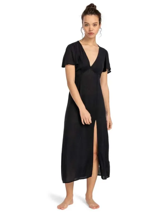 Billabong Jet Set Jurk Met Korte Mouwen Zwart XS Vrouw Black Pebble