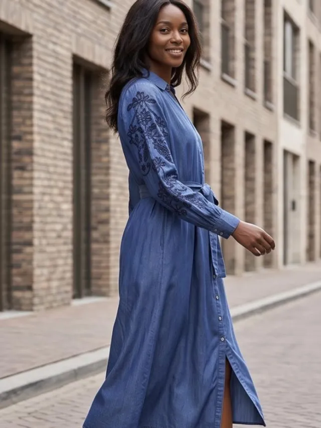 Didi Dames Dress Salut Denim dark blue Blauw