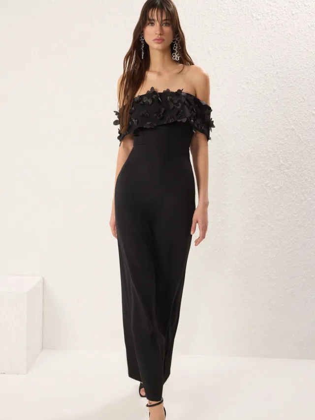 Trendyol TRENDYOLMİLLA Dames Zwart Effen Maxi Mouwloos Diploma-uitreiking / Gala Recht Avond & Gala Jurk