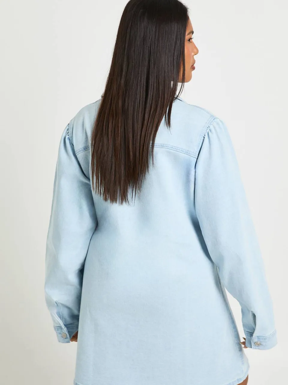 boohoo Dames Plus Denim Wikkel Jurk, foto 2