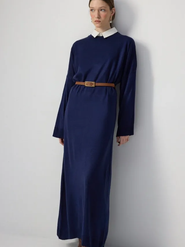 TOUCHÉ PRIVÉ Oversized gebreide jurk - Marine - Dames