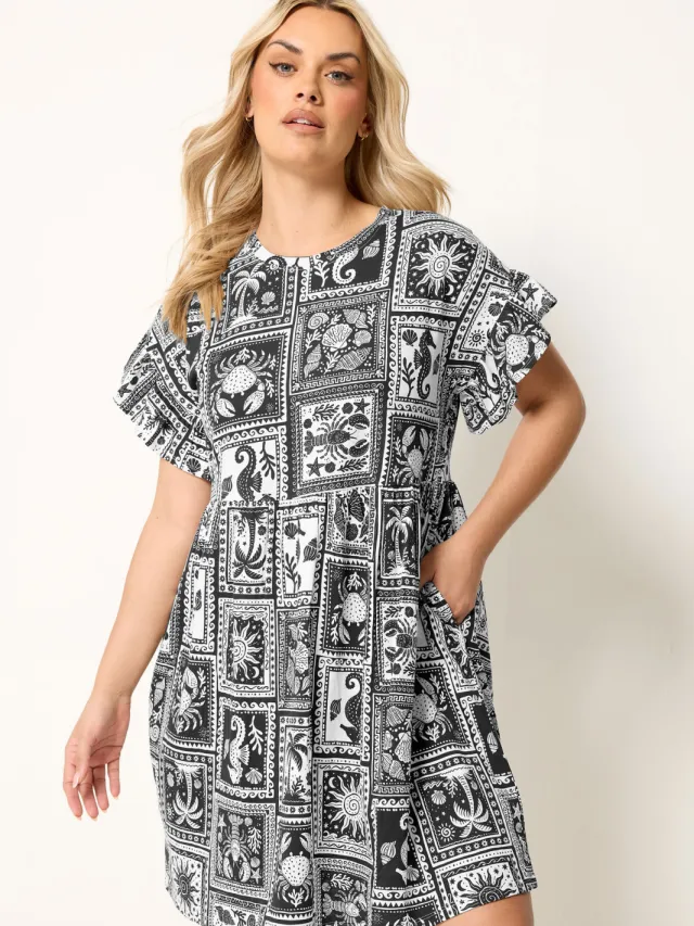 Yours Zwarte Tuniekjurk Met Schelpenprint-68 Black
