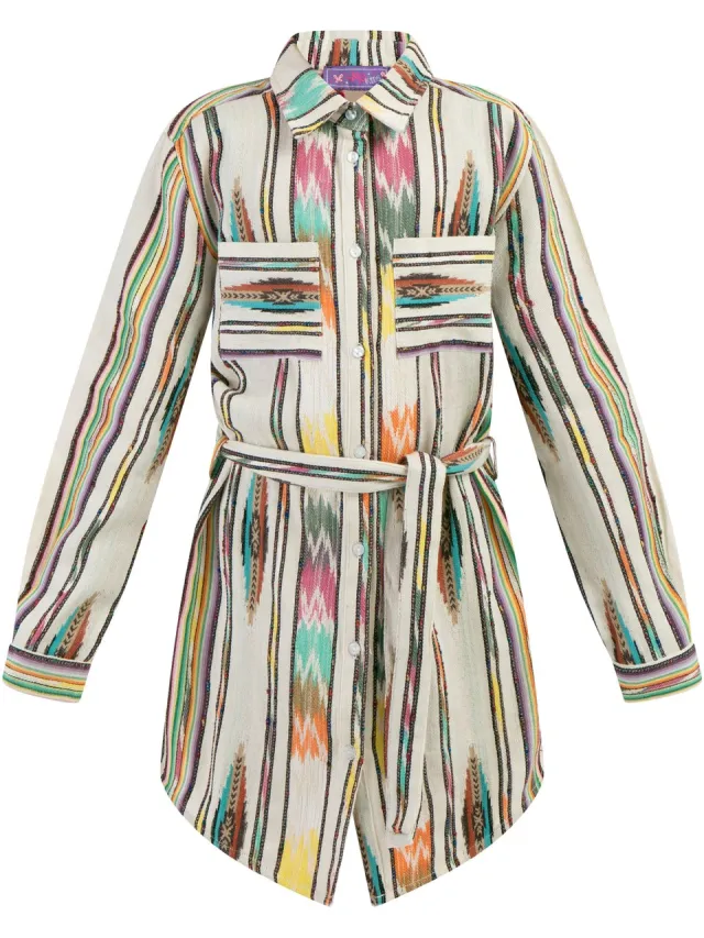 MyMo Overhemd blouse jurk Veelkleurig Inca-patroon