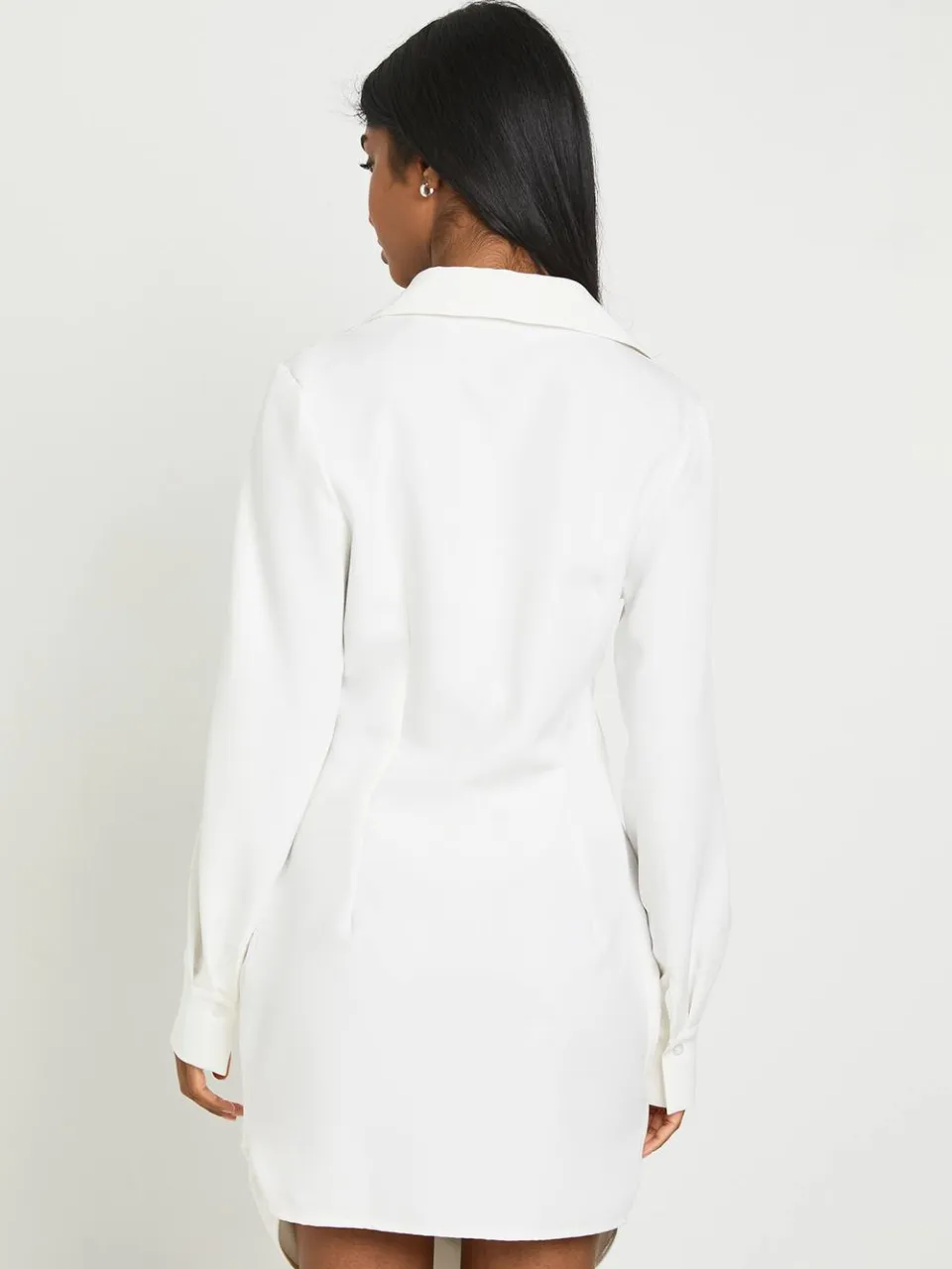 boohoo Dames Hemdjurk Met Drapeerdetail En Doorknoopsluiting ivoor, foto 2