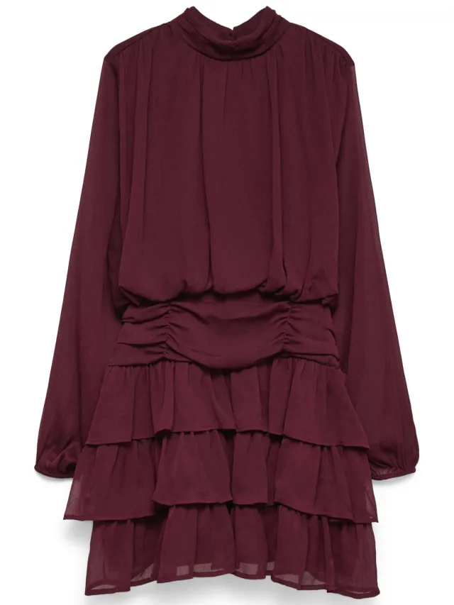 Vero Moda mini jurk met ruches - donkerrood
