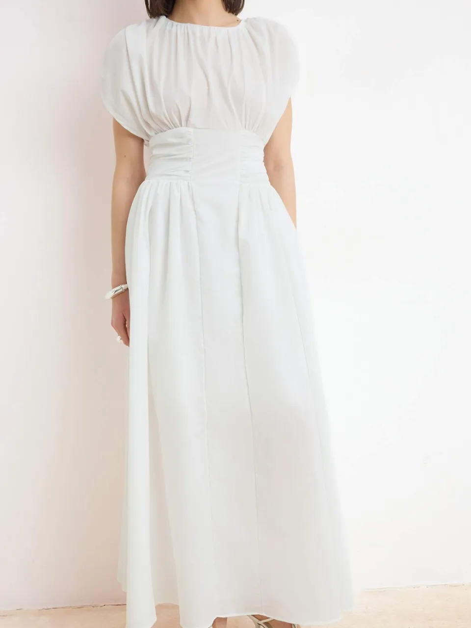 Turkishsouq Platte mouwloze midi-jurk voor dames Wit