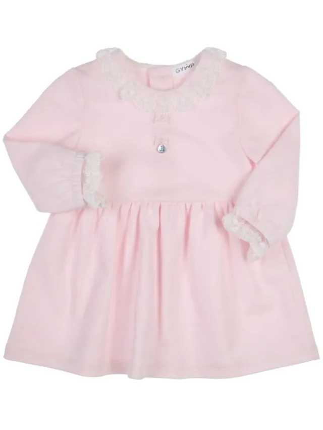 Gymp licht roze baby jurkje Creme