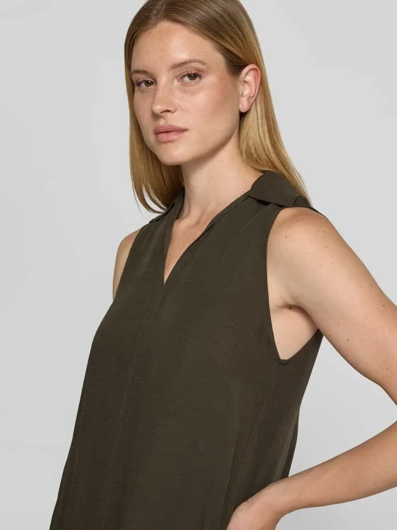 Opus Knielange jurk van mix van viscose en linnen model 'Wika' kaki, foto 4