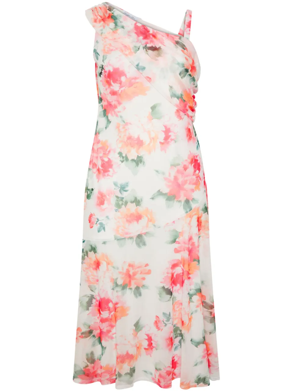 Yours London Witte Jurk Met Bloemenprint En Gedrapeerde Schouders, foto 5