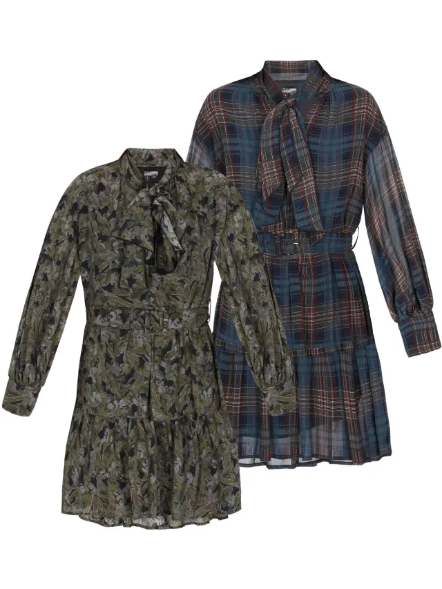 Mo dress 2-Pack Black Flower & Grey Check