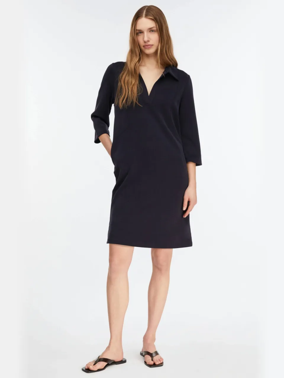 Comma korte jurk met polokraag marineblauw, foto 3