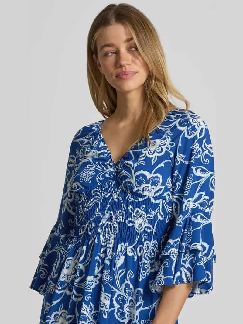 Apricot Mini-jurk van zuivere viscose met smockdetail blauw, foto 5