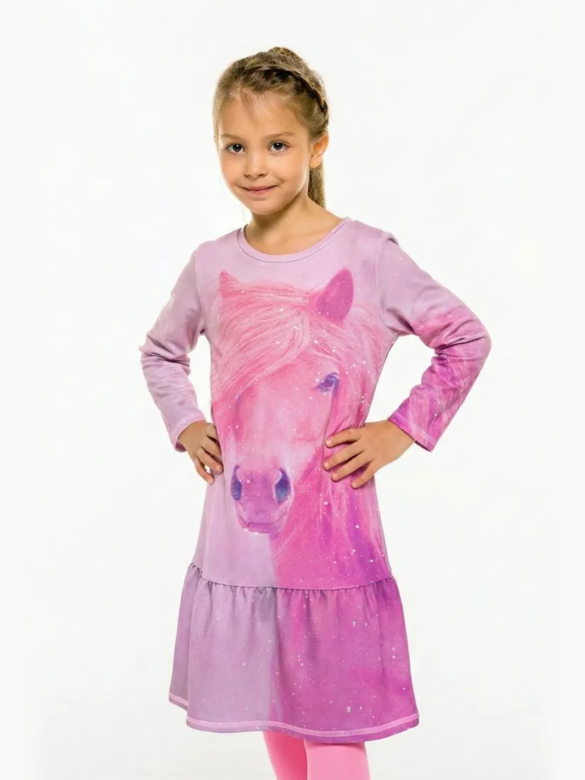 Mr. Gugu & Miss Go "Pink Horse" Jurk met lange mouwen Roze
