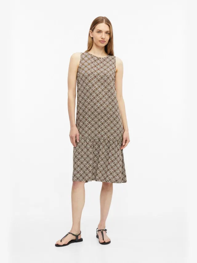 S.Oliver female - Gestreepte jurk van viscose bruin