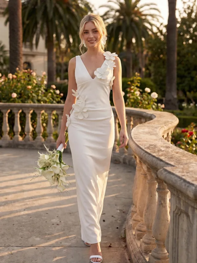 Trendyol TRENDYOLMİLLA Dames Wit Effen Maxi Mouwloos Recht Avond & Gala Jurk