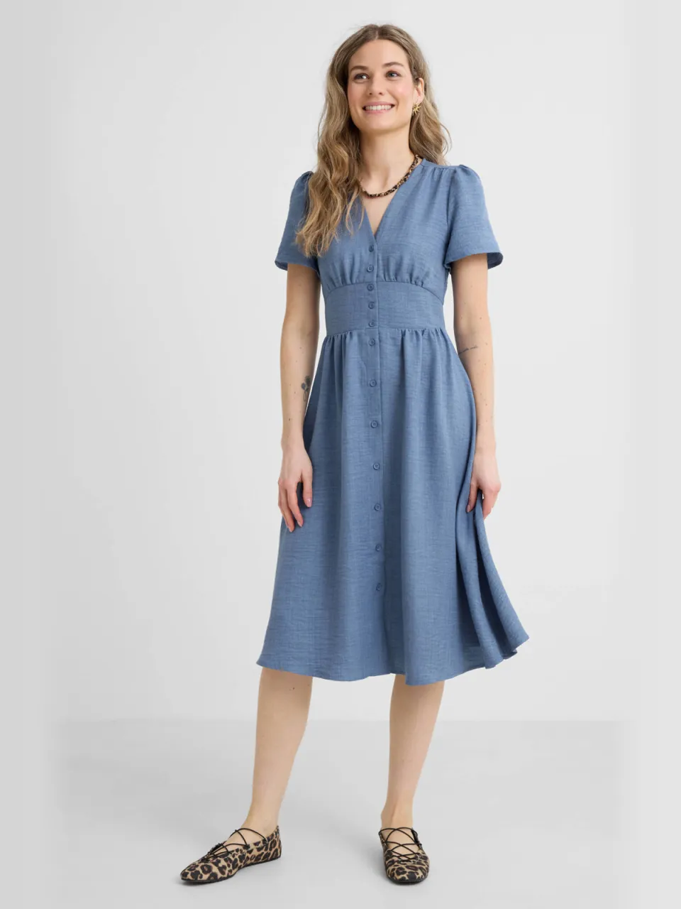 Anytime midi jurk blauw, foto 4