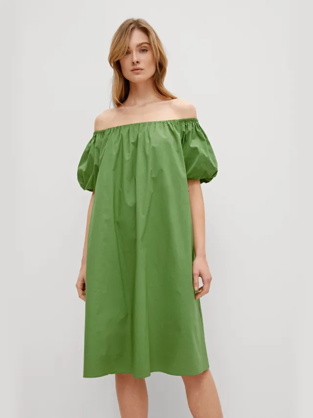 Comma female - Kleid mit Raffung bamboegroen
