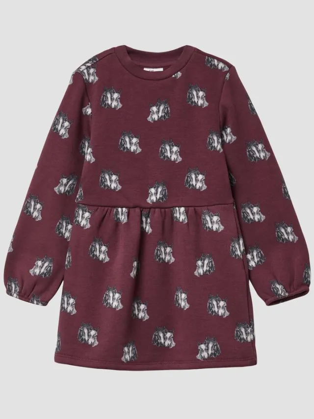 S.Oliver female - Thermische fleecejurk met all-over print bordeaux