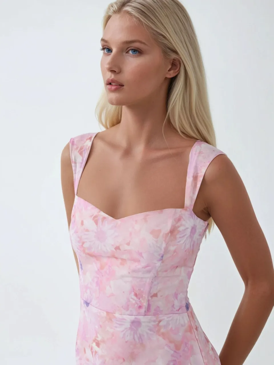 Hiccup Bloemen Maxi Jurk met Hartkraag roze, foto 2