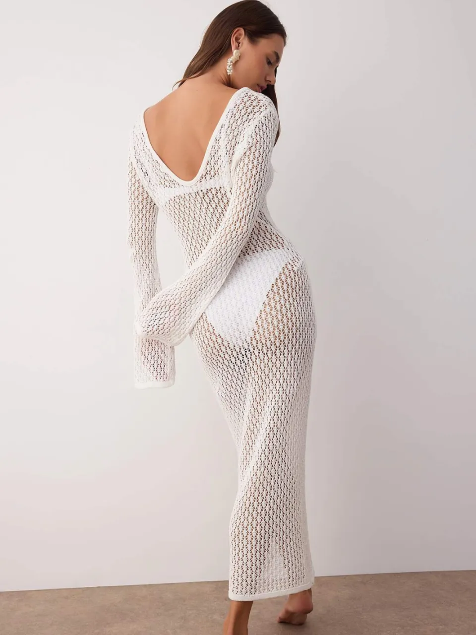 Trendyol TRENDYOLMİLLA Dames Ecru Regular Bodycon Strandjurken, foto 2